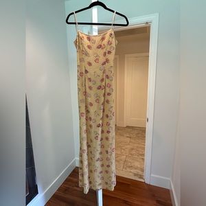 Yellow beaded open back evening gown - size 4